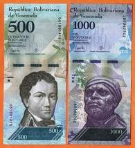 VENEZUELA 2017 UNC Set 500,1000 Bolivares Banknotes Paper Money Bill P- 94b, 95b - £0.98 GBP