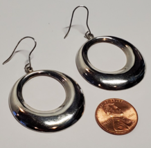 Vintage Designer ECM Mexico Sterling 925 Silver Big Hoop Pierced Earring... - $27.83