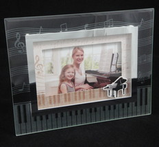 Piano Music Table Top 3D Photo Frame Etched Clear Glass 4.25x6 by Gift Alliance - £14.88 GBP