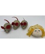 Vintage Lot Of Magnets Fridge Felt Mice Mouse 3 &amp; Doll Head Unique - £8.52 GBP