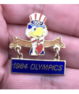 1984 Olympics Sam the Eagle Pin w/ Dangling Billboard -- 1 1/8&quot; x 1 1/4&quot; - £7.44 GBP