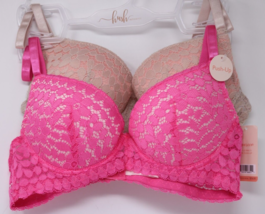 Hush Intimates Floral Lace Push Up Maureen Bra Size 34B 2-Pack #998171 NWT - £22.05 GBP