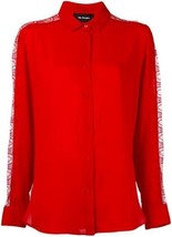 The Kooples S Red Button Down Lace Panel Sleeve Blouse Shirt Top - £70.94 GBP