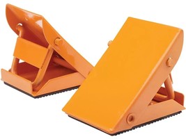 PAIR STEEL WHEEL CHOCKS HIGH VISIBILITY FOLDING CARAVAN TRAILER CAR P11 - $15.58
