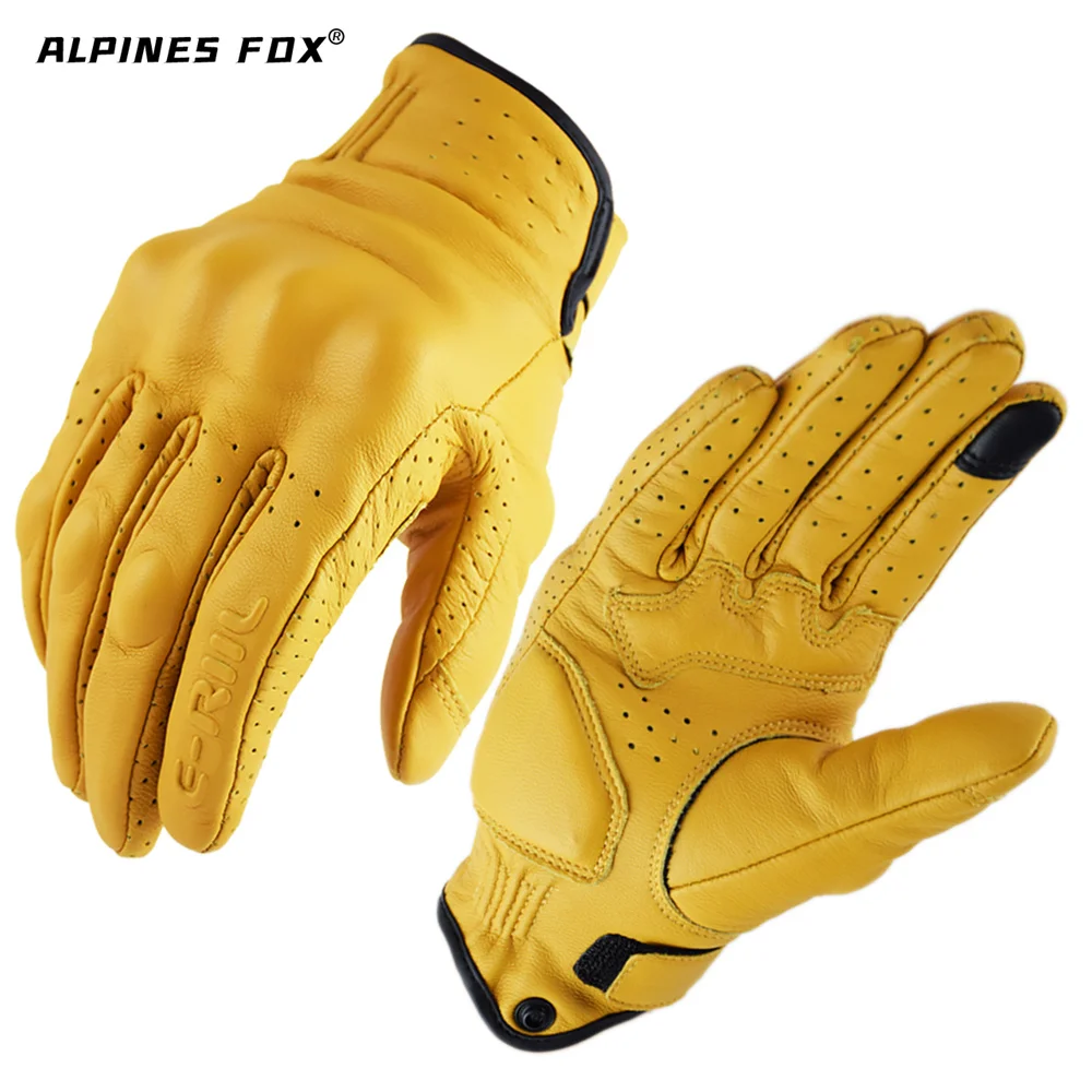 Genuine Leather Retro Motorbike Vintage Biker Moto Gloves Motorcycle Gloves Men - £37.23 GBP