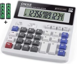 Calculator, Onxe Standard Basic 4 Function Desk Calculator, Dual Power, Big - £25.79 GBP