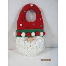 Handmade Felt Santa Claus Face Christmas Door Hanger Ornament Bell Jingle - $9.50