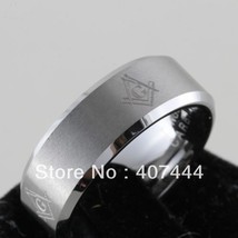 Free Shipping Jewelry Hot Sales 8MM MASONIC Brushed Center Beveled Tungsten Carb - £30.94 GBP