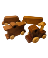 4 Piece- Wooden Train Locomotive Set Beautiful Vintage Handmade Train Set - $24.75