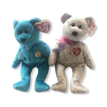 TY Beanie Babies set of 2 - 2001 Signature Bear & The People Choice Bear Classy - £6.53 GBP