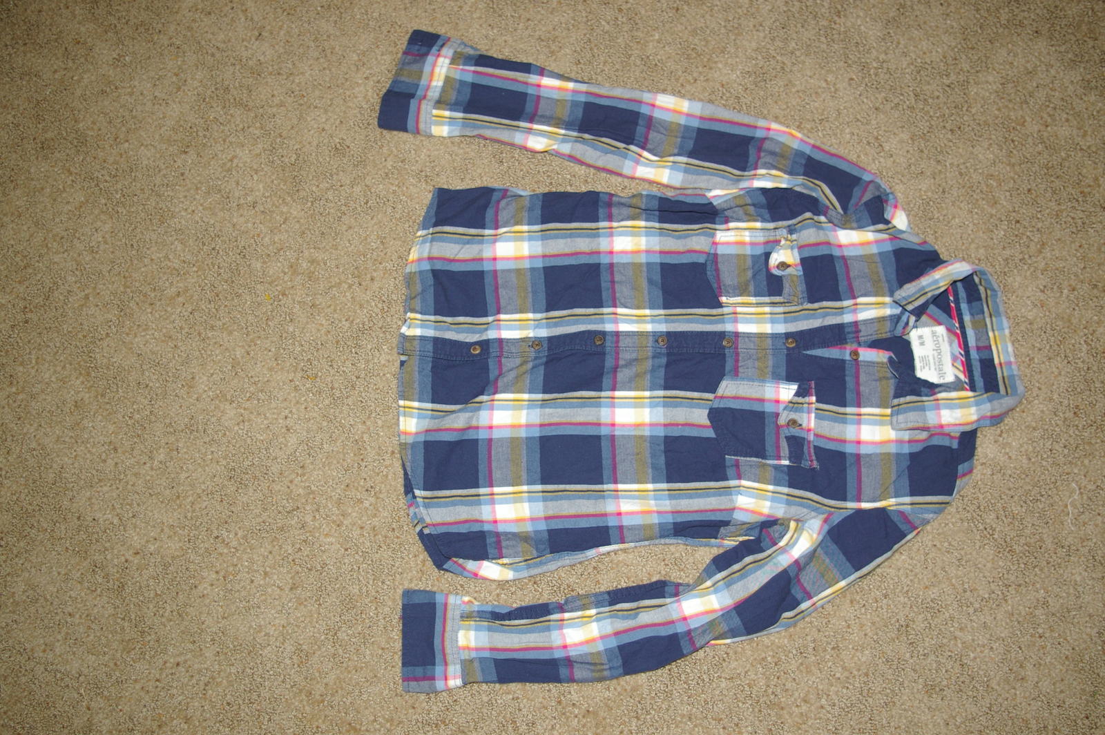 Primary image for Aeropostale Multi Colored Plaid Button Down Shirt Size M Blue Pink Yellow White