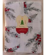 NEW Nicole Miller Home Pine Cone Berry Christmas Fabric Tablecloth 60&quot; X... - $57.14 CAD
