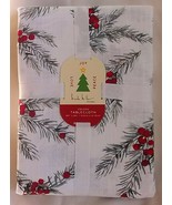 NEW Nicole Miller Home Pine Cone Berry Christmas Fabric Tablecloth 60&quot; X... - £32.96 GBP