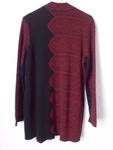 Chicos Black Red Knit Blazer Tunic Women M Cardigan Sweater Intarsia 100... - £29.50 GBP