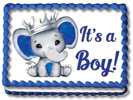Edible Baby Boy Elephant Image Baby Shower Cake Topper It&#39;s A Princess E... - $16.47