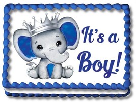 Edible Baby Boy Elephant Image Baby Shower Cake Topper It&#39;s A Princess E... - £13.05 GBP