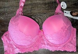 Daisy Fuentes ~ Womens Long Line Bra Push Up Pink Underwire Lace ~ 40D - £17.31 GBP