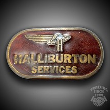1977 Jimm Watson Halliburton Services Embossed 3D Belt Buckle Vintage, Made In - £31.72 GBP