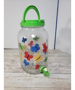 Vintage Anchor Hocking Glass Beverage Dispenser Colorful Butterflies Lem... - $456.87 MXN
