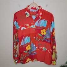 Vintage Howard Wolf | Red Hawaiian Tropical Print Long Sleeve Shirt, size small - £30.93 GBP
