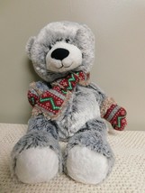 Hugfun International Gray Teddy Bear Scarf &amp; Gloves 19&quot; Plush Stuffed An... - £12.11 GBP