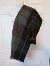 LORD &amp; TAYLOR Vintage 100% Acrylic Plaid Scarfs 52&quot;x12.5&quot; Grey Brown Maroon - $24.95
