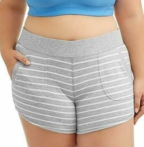 Athletic Works Women&#39;s French Terry Gym Shorts Size 2XL (20) Lt Gray Stripe - £9.15 GBP