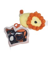 Vtg 1970s Handmade Calico Cat &amp; Lion Plush Ornament Kids Retro Animals O... - €13,75 EUR