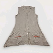 LOGO Lori Goldstein A263315 Button Front Vest XS Heather Oatmeal Knit Po... - $29.69