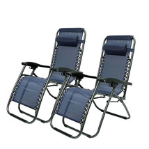 Adjustable Zero Gravity Patio Lounge Chairs 2PC Blue - £129.74 GBP