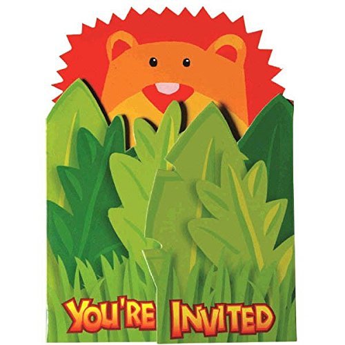 amscan Animals Birthday Party King of The Jungle Jumbo Invitations (8 Pi... - $5.87