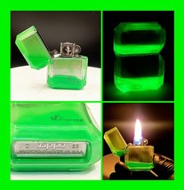 Unique Stunning Luminescent Green Sand Case With A Zippo Pipe Lighter - Working  - £46.65 GBP