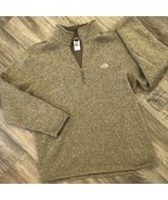 The North Face Sweater Men&#39;s Size L Gray Tan Fleece 1/4 Zip Sweatshirt P... - £20.63 GBP
