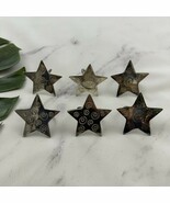 Vintage Y2k Silver Star Napkin Rings Set of 6 Swirl Etched Mixed Tarnish - $22.76