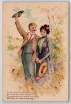 Lovers Couple In Flowers Wedding Bells Will Soon Be Ringing PFB Postcard... - $6.95