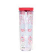 Starbucks Pink Stitch Criss Cross Embroidery Cup Acrylic Travel Tumbler ... - £58.05 GBP