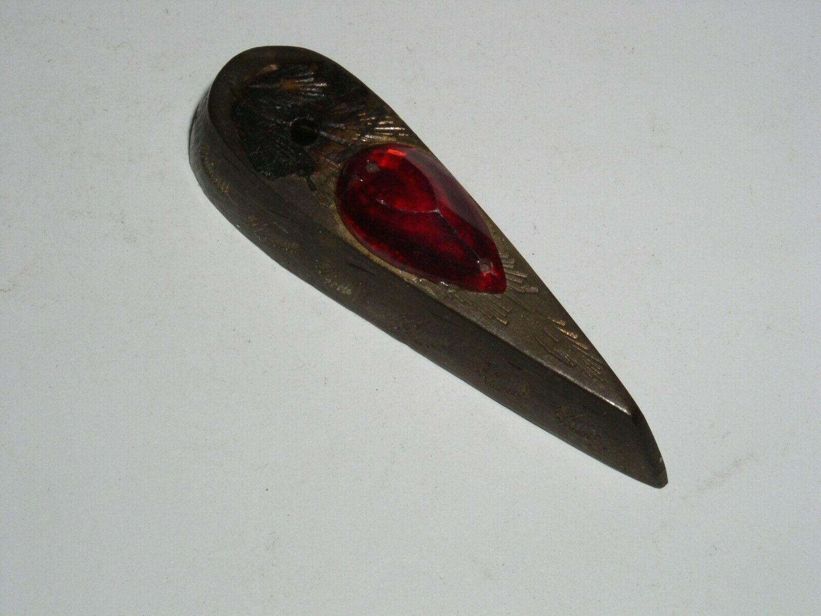 Brass Incense Holder Vintage 1960&#39;s Head Shop With Jewel Ruby Color Bead - $19.99