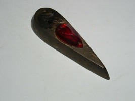 Brass Incense Holder Vintage 1960&#39;s Head Shop With Jewel Ruby Color Bead - £15.97 GBP