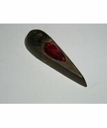 Brass Incense Holder Vintage 1960&#39;s Head Shop With Jewel Ruby Color Bead - $27.15 CAD