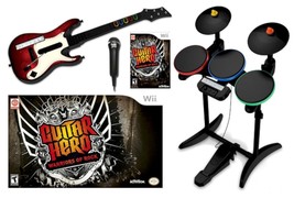 New Wii Wii-U Guitar Hero Warriors Of Rock Super Bundle Set Kit Drums Mic Game - £740.12 GBP