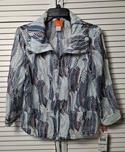 LADIES HEARTS OF PALM PRINT LIGHT ZIPPER JACKET SIZE 8 NEW WITH TAGS 70/30 - £9.43 GBP