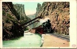 Vtg Postcard 1908 Phostint - Royal Gorge Colorado Hanging Bridge &amp; Train - £5.41 GBP