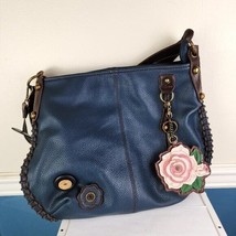 Chala Handbags Hobo Women&#39;s Blue Pebble Leather Shoulder Purse - $54.45