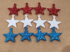 Patriotic 4th Of July MINI Star Ornaments Red White Blue Ornaments 1&quot; 12pc - £7.88 GBP
