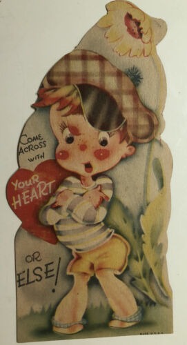 Vintage 1950s Valentines Come Across With Your Heart Or Else Box2 - £4.44 GBP