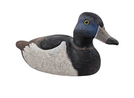 Wooden Ring Necked Duck Decoy By R  Sawyer 1988 Felt Base Hollow Signed - $49.50