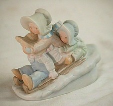 Circle of Friends Bisque Figurine by Masterpiece 1993 HOMCO Sledding We ... - $32.66