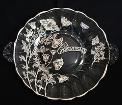 25th Anniversary footed bowl centerpiece silver overlay, 3 x 11&quot; ORIGINAL - £58.14 GBP