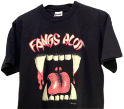 Vintage Glow In The Dark T Shirt Single Stitch Mens Large Black Fangs Alot Usa - £93.86 GBP