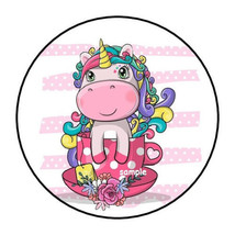 30 Cute Floral Unicorn In Tea Cup Envelope Seals Labels Stickers 1.5&quot; Round - £5.86 GBP